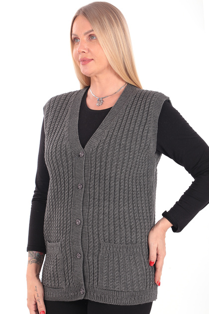 İKSUN Women's V-Neck Winter Thick Woolen Hair Knit Model Knitwear