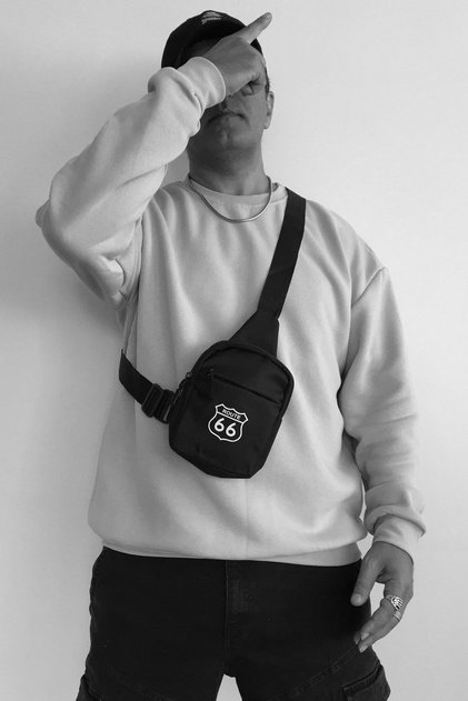 Route 66 Men's Cross Shoulder Bag Two Compartments Black Daily Bag Bodybag 12*20 cm