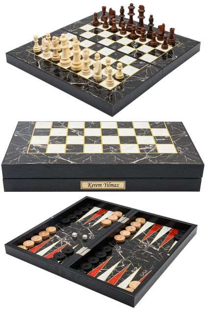 Cooper Chess Kişiye Özel Büyük Boy 50cm Mermer Desenli Premium