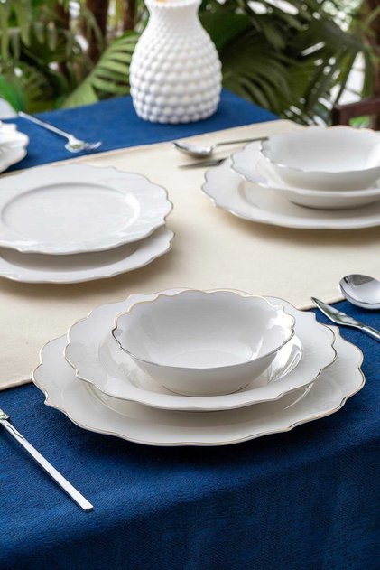 Karmen 6 Kişilik 24 Parça Gold Porselen Yemek Takımı