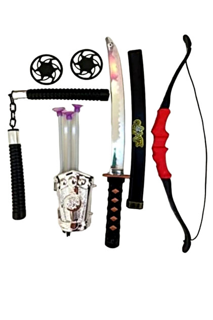 SAZE Oklu Ninja Set Dövüş Savaş Seti Ok Yay Kılıç Mınçıka Ninja