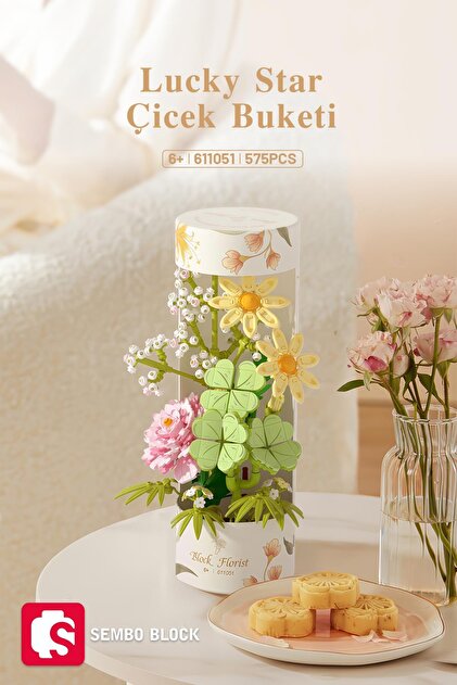 Sembo Block Lucky Star Çiçek seti 598 Parça yapı blokları Yapı