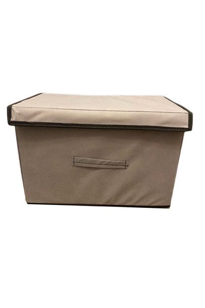 Gray Multi-Purpose Fabric Bin and Organizer with Lid, Stylish and Functional