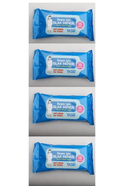 4 unscented wet wipes (Ihram wet wipes, Hajj wet wipes, Umrah wet wipes)