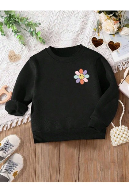 Cotton Printed Black Children's Sweatshirt