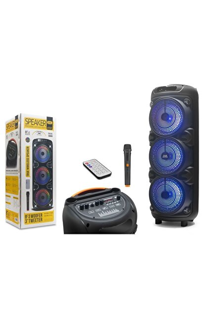 Subzero Parti Hoparlörü 8x3 Taşınabilir Rgb Renkli Kumanda