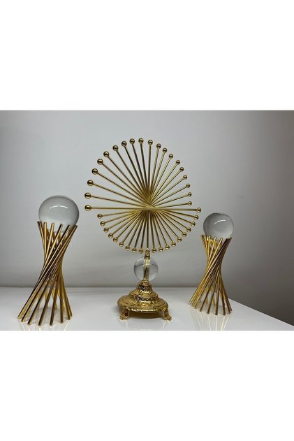 3 'lü Lüks ve Şık Golden Spiral Burgulu set Masa Dekoru - Modern Tasarımlı Dekoratif Aksesuar, Ev