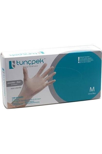 Tunçpek Eldiven Vinil Pudrasız Lateks Medium Orta Boy- Muayene Ve Kuaför Kullan At Eldiven 100 Adet