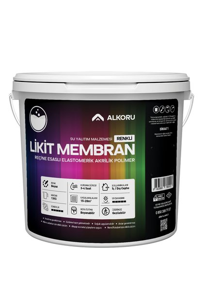 13 KG Beyaz Likit Membran Renkli Reçine Esaslı Sıvı Su Yalıtım Malzemesi
