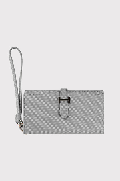 Astana Belt, Zipper, Wrist Strap, Phone Compartment, Pique Pattern, Gray Women's Wallet