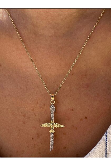 Brillo 316l Çelik Zirkon Taşlı Arapça Elif Zümrüdü Anka Kuşu Kolye
