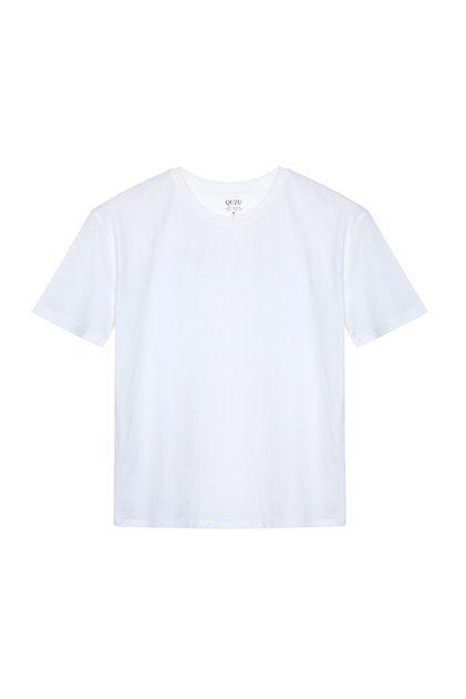 Bisiklet Yaka Basic Tişört Ekru