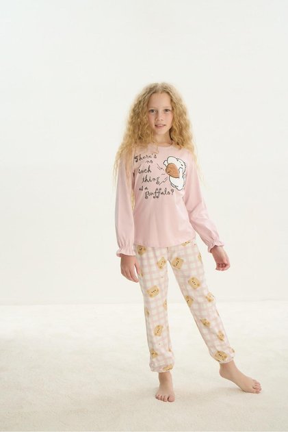 Girl's Long Sleeve Pink Pajama Set C9T5N7O8