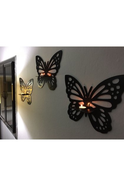Dekoratif Kelebek Duvar Rafı 3'lü Set 545351