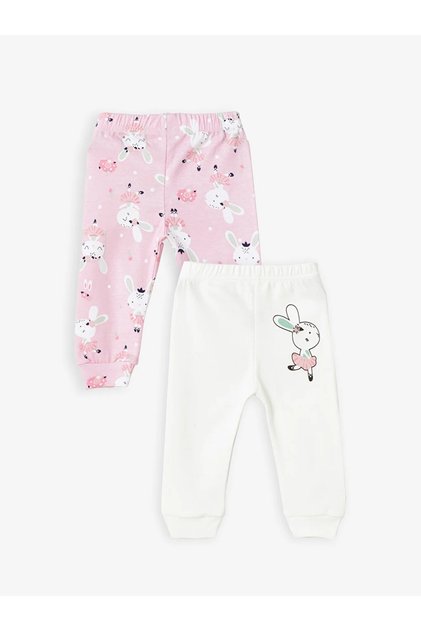 LUGGI BABY Beli Lastikli Kız Bebek Pijama Alt 2'li