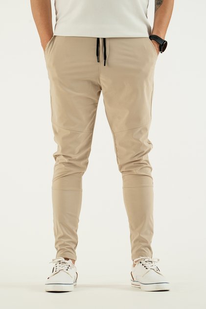 Men's Stone Color Breathable Lycra Stretchy Fabric Skinny and Ankle Leg Jogger Pants