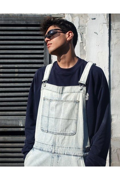 Premium Baggy Fit Unisex Kot Tulum Mavi