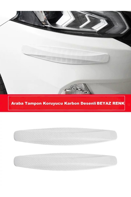 BEYAZ RENK Araba Tampon Koruyucu Karbon Desenli