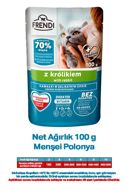 Frendi Lezzetli Soslu Tavşanlı Kedi Maması (100GR)