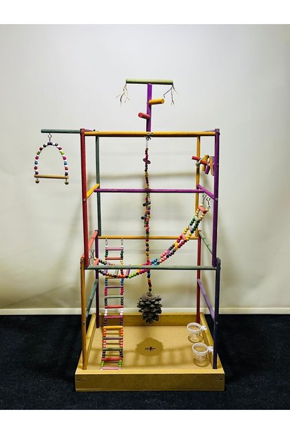 Wooden Bird Playground No:19 Handmade Large Cockatiel, Pakistani Parrot Playground