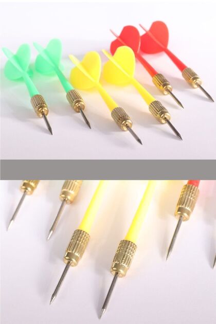 Delta Dart Oku (6'lı Set) - Çelik Uç + Pirinç Başlık - Renkli Dart