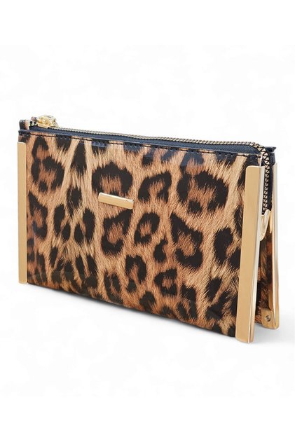 Patent Leather Leopard Patterned Small Portfolio & Women's Handbag (19 X 11)