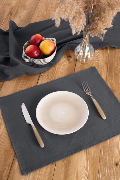 Premium | 2-Piece Linen Gray Placemat Set 35 X 45