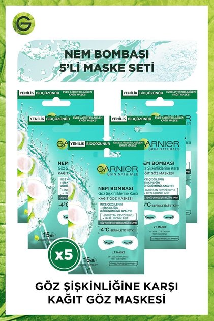 Moisture Bomb Paper Eye Mask Against Eye Puffiness Set of 5