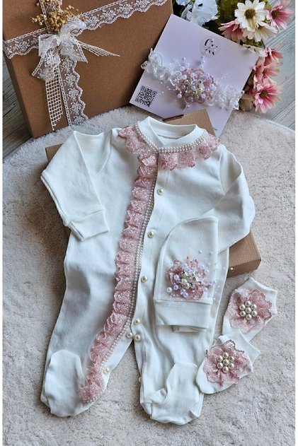 Baby Girl Pearl and Lace Special Design Hospital Exit