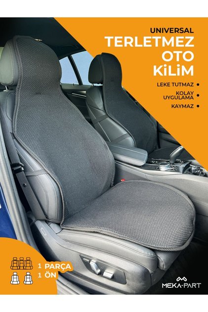 Meka Part Anti-Slip Seat Protector Cover Single Black Universal 1 Piece for Front Seat