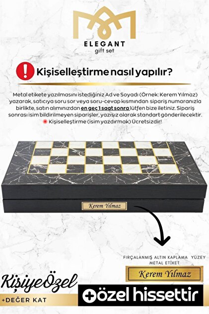Cooper Chess Kişiye Özel Büyük Boy 50cm Mermer Desenli Premium