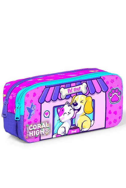 Kids Cat Dog Patterned Two Compartment Pencil Bag 12079