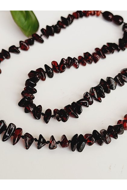 Amber Helmet Necklace Cherry Color 53 Cm Knotted Design
