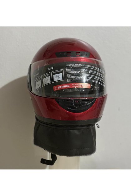 Full Face Deri Boyun Korumalı Fermuarlı Lüks Kask