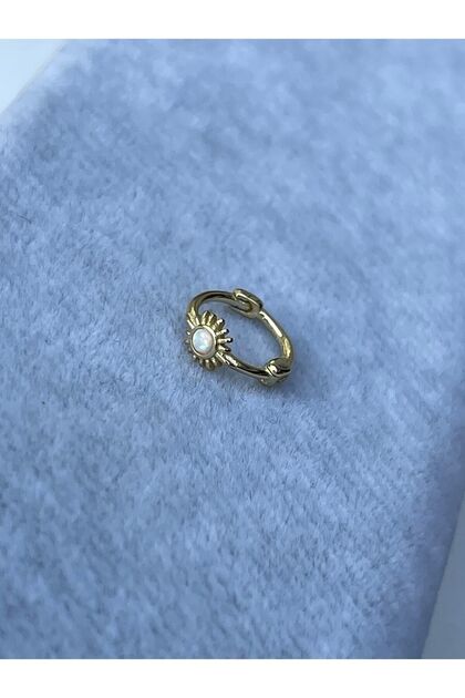 Opal Taşlı Gümüş Helix Halka Piercing - 1 Adet