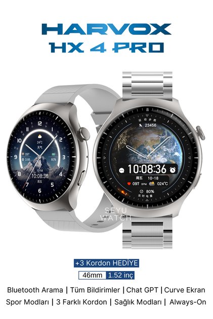 Watch HX-4 Pro Harvox Akıllı Saat Iphone Ve Android Tüm Telefonlara Uyumlu