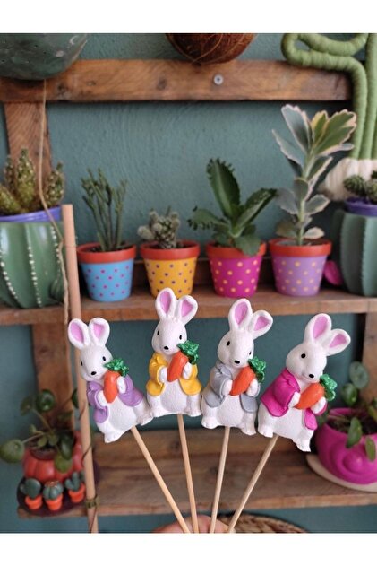 Gardenia Art Hobi Renkli Tavşan Saksı Süsleri 4 Adet - Fiyatı
