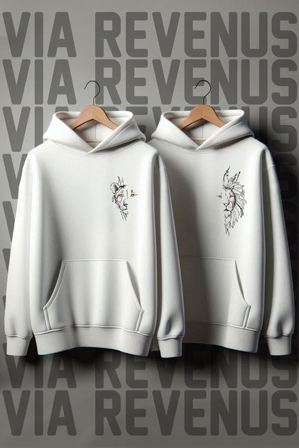 Lion Couples Printed Oversize Lover's Matching Sweatshirt