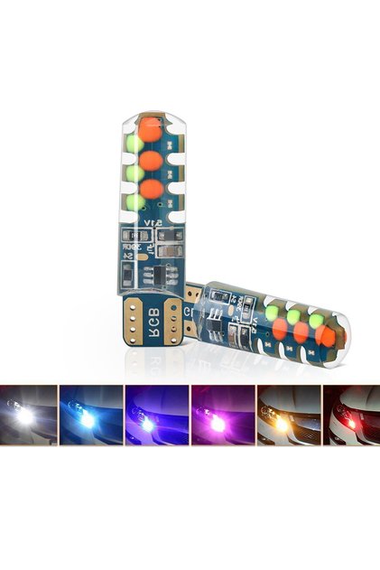 Yeni Nesil T10 RGB Araba Oto Işık Iç Lamba Park Plaka Led Ampul Araç Aydınlatma 2'Li