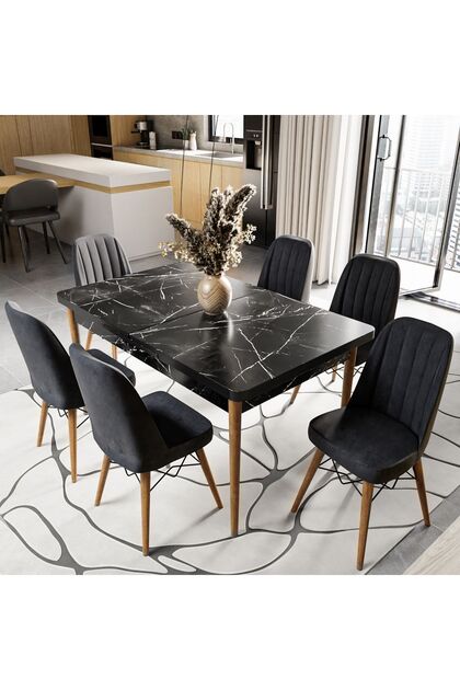 Hardalım Consept 6 Kişilik Açılır Masa Sandalye Takımı Mutfak