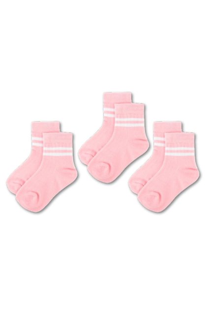 3-Piece Cotton Kids College Socks Baby Unisex Girls Women Men School Socks, White Black Pink