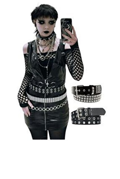 targay Kovboy Tokalı Gothic Punk Metallica Tarzı Zımbalı Piramit