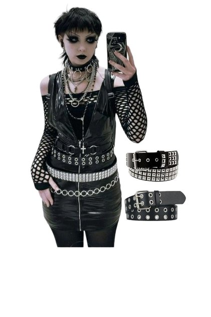 Kovboy Ikisi Bir Arada Gothic Punk Metallica Tarzı Zımbalı Kemer