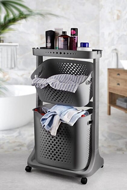 LEON LİFE TİTİZ PLASTİK Tekerlekli Geniş Raf 3 Katlı Banyo Mutfak