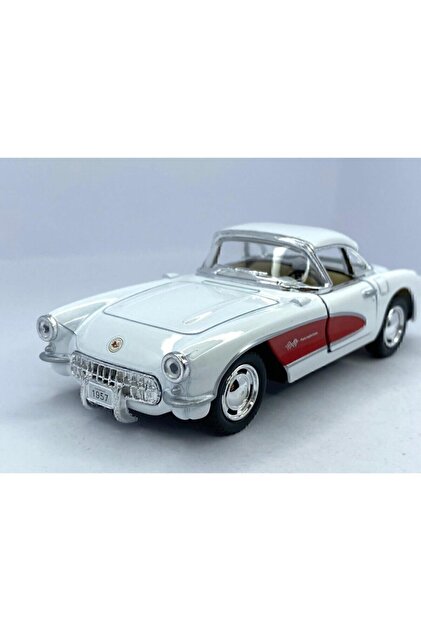Giocattolo Auto D'epoca Modellino Auto Kinsmart Chevrolet Corvette 1957 In Scala 1:34 - Pressofusa, Colore Rosso Auto Giocattolo Pressofuso - Foto 4