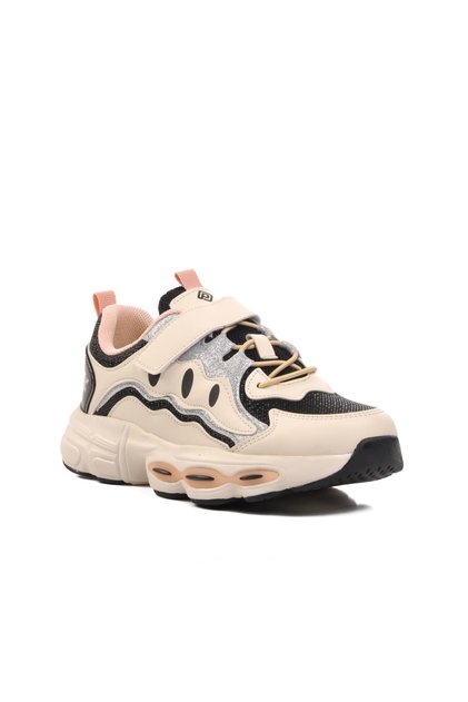 1751-F Krem-Siyah Cırtlı Unisex Çocuk Sneaker