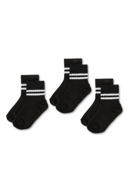 3-Piece Cotton Kids College Socks Baby Unisex Girls Women Men School Socks, White Black Pink