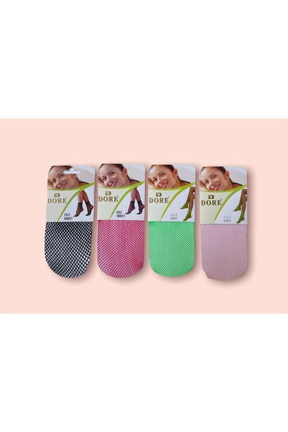 Women's Multicolored Fishnet Socks, Pack of 4