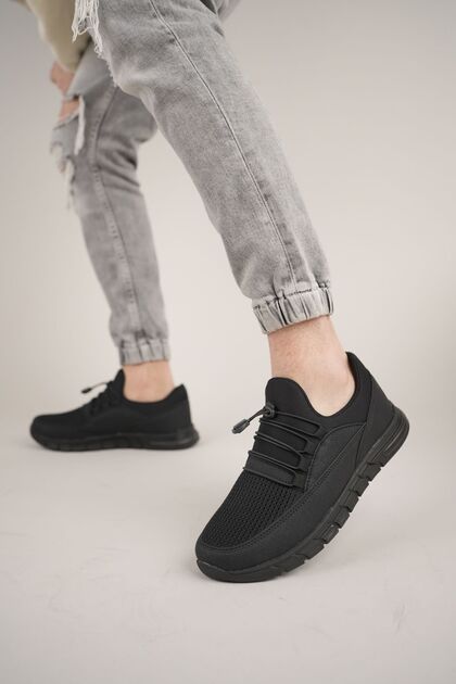 BlackSea Zerenyus Bağcıksız Unisex Siyah Ortapedik Spor Ayakkabı