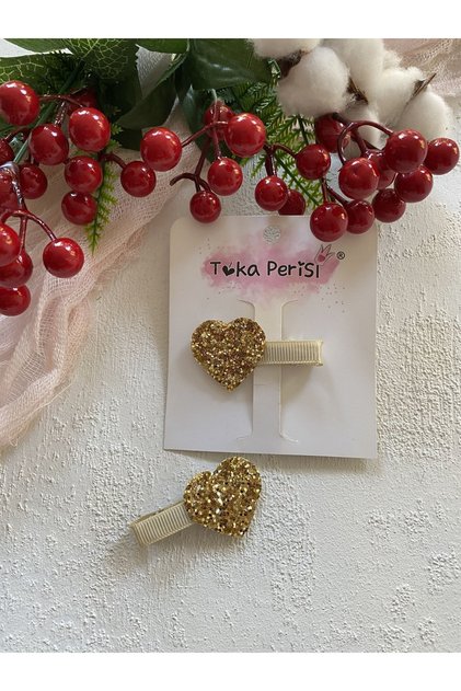 Baby Gold Gold Glitter Sparkling Heart Clip Buckle